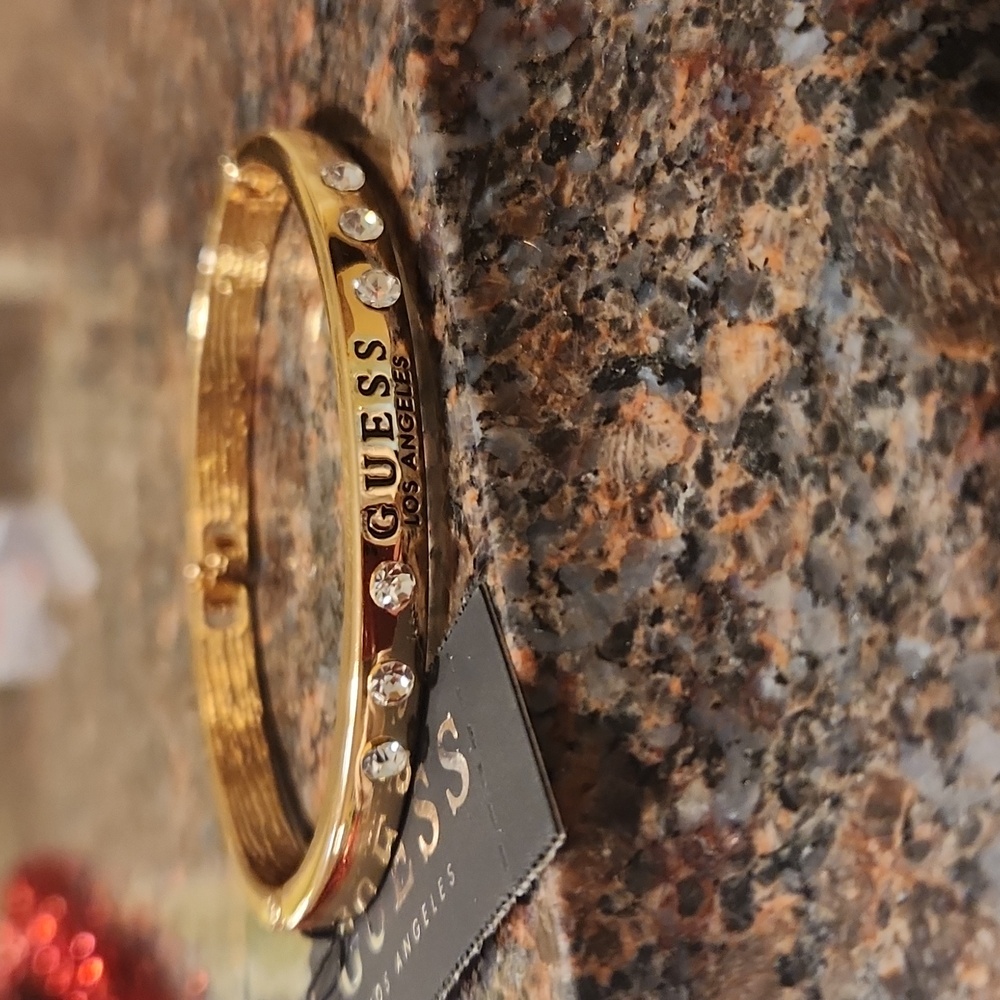GUESS Gold Bracelet with Clear Stones Logo Accent - Picture 11 of 16
